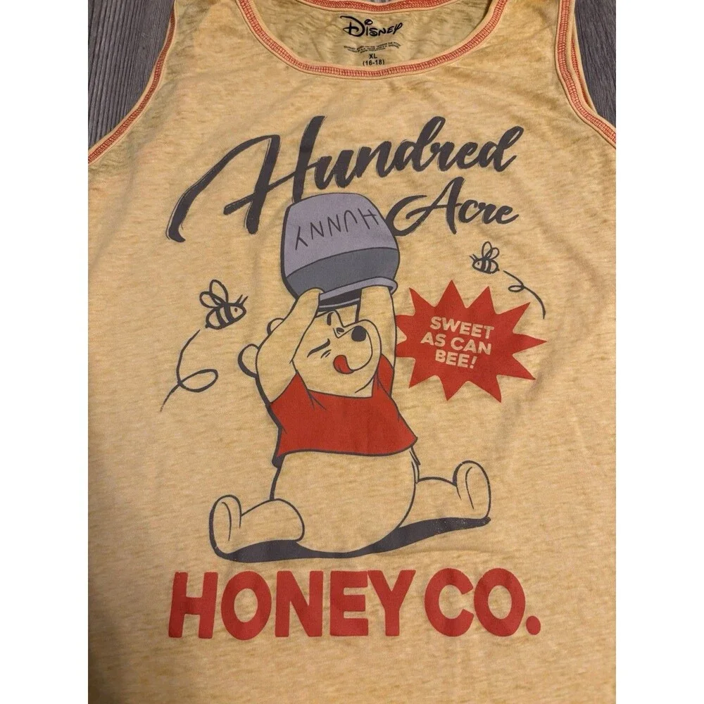 Disney Pajama Top Womens XL (16-18) Sunset Gold Winnie The Pooh Tank Sleepwear - Picture 2 of 7